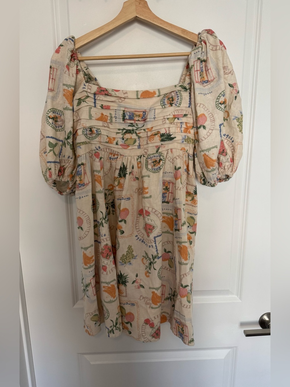 NWT Abercrombie & Fitch Emerson Linen puff sleeve midi Dresses - Picture 5 of 7